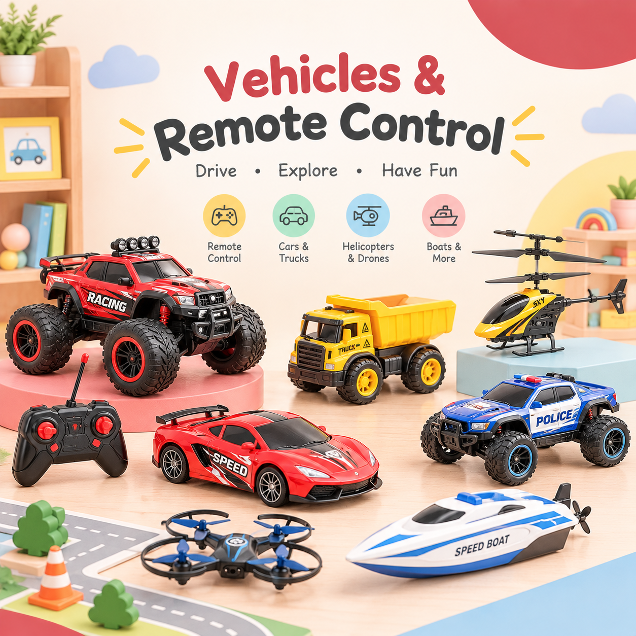 Vehicles and remote control toys for kids in Bangladesh